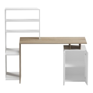 pak-230-000056-1 ΓΡΑΦΕΙΟ ΜΕ ΒΙΒΛΙΟΘΗΚΗ ΚΑΙ ΝΤΟΥΛΑΠΙ MEZA PAKOWORLD SONOMA-ΛΕΥΚΟ 146.3X55X128.8ΕΚ