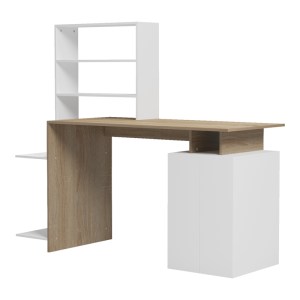 pak-230-000056-3 ΓΡΑΦΕΙΟ ΜΕ ΒΙΒΛΙΟΘΗΚΗ ΚΑΙ ΝΤΟΥΛΑΠΙ MEZA PAKOWORLD SONOMA-ΛΕΥΚΟ 146.3X55X128.8ΕΚ