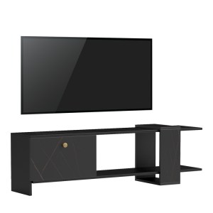 pak-230-000064 ΕΠΙΠΛΟ ΤΗΛΕΟΡΑΣΗΣ STANDI PAKOWORLD ΣΕ ΜΑΥΡΟ-ΜΑΥΡΟ ΜΑΡΜΑΡΟΥ ΑΠΟΧΡΩΣΗ 120X25X36.8ΕΚ