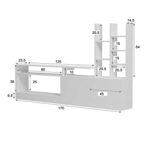 pak-230-000068-6 ΣΥΝΘΕΤΟ ΣΑΛΟΝΙΟΥ SERUNO PAKOWORLD OAK - ΜΑΥΡΟ ΜΑΡΜΑΡΟΥ 170X25X100ΕΚ