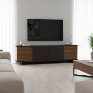pak-230-000071 ΕΠΙΠΛΟ ΤΗΛΕΟΡΑΣΗΣ ZAFORE PAKOWORLD ΚΑΡΥΔΙ - ΜΑΥΡΟ ΜΑΡΜΑΡΟΥ 180X33X50ΕΚ