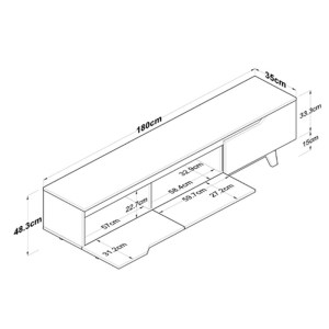 pak-230-000079-7 ΕΠΙΠΛΟ ΤΗΛΕΟΡΑΣΗΣ KASANDRA PAKOWORLD ΣΕ ΜΑΥΡΟ ΜΑΡΜΑΡΟΥ-SONOMA ΑΠΟΧΡΩΣΗ 180X35X48.5ΕΚ