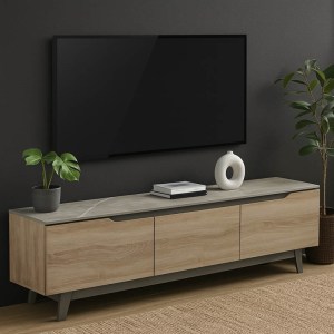 pak-230-000080 ΕΠΙΠΛΟ ΤΗΛΕΟΡΑΣΗΣ KASANDRA PAKOWORLD ΣΕ ΜΠΕΖ ΜΑΡΜΑΡΟΥ-SONOMA ΑΠΟΧΡΩΣΗ 180X35X48.5ΕΚ