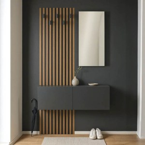 pak-230-000088 ΕΠΙΠΛΟ ΕΙΣΟΔΟΥ ΜΕ ΚΑΘΡΕΠΤΗ ARIKA PAKOWORLD  ΣΕ OAK-ΑΝΘΡΑΚΙ ΑΠΟΧΡΩΣΗ 100X37.1X199.5ΕΚ
