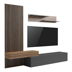 pak-230-000090 ΣΥΝΘΕΤΟ ΣΑΛΟΝΙΟΥ LITENDE PAKOWORLD ΣΕ ΑΝΘΡΑΚΙ-OAK ΑΠΟΧΡΩΣΗ 249.4X42.2X199.5ΕΚ