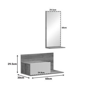 pak-230-000092-6 ΕΠΙΠΛΟ ΕΙΣΟΔΟΥ ΜΕ ΚΑΘΡΕΠΤΗ MIRANDA PAKOWORLD ΣΕ ΛΕΥΚΗ-OAK ΑΠΟΧΡΩΣΗ 60X30X89.5ΕΚ