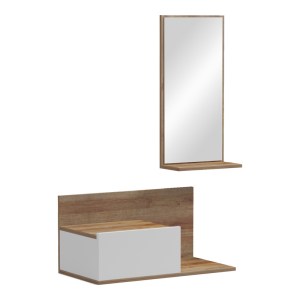 pak-230-000092 ΕΠΙΠΛΟ ΕΙΣΟΔΟΥ ΜΕ ΚΑΘΡΕΠΤΗ MIRANDA PAKOWORLD ΣΕ ΛΕΥΚΗ-OAK ΑΠΟΧΡΩΣΗ 60X30X89.5ΕΚ