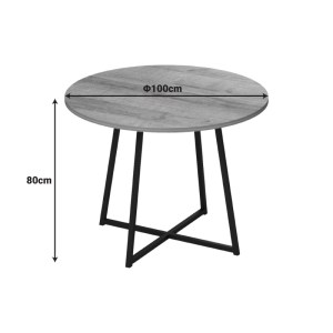 pak-230-000093-5 ΤΡΑΠΕΖΙ SARAH Ι PAKOWORLD OAK- ΜΑΥΡΑ ΜΕΤΑΛΛΙΚΑ ΠΟΔΙΑ Φ100X76ΕΚ