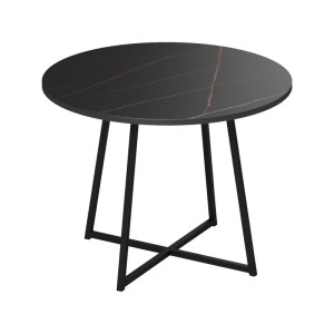 pak-230-000094-2 ΤΡΑΠΕΖΙ SARAH Ι PAKOWORLD ΣΕ ΜΑΥΡΟ ΜΑΡΜΑΡΟΥ ΑΠΟΧΡΩΣΗ ΜΕ ΜΑΥΡΑ ΜΕΤΑΛΛΙΚΑ ΠΟΔΙΑ Φ100X76ΕΚ