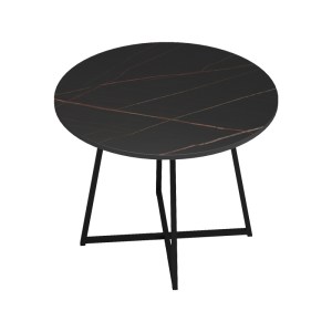 pak-230-000094-3 ΤΡΑΠΕΖΙ SARAH Ι PAKOWORLD ΣΕ ΜΑΥΡΟ ΜΑΡΜΑΡΟΥ ΑΠΟΧΡΩΣΗ ΜΕ ΜΑΥΡΑ ΜΕΤΑΛΛΙΚΑ ΠΟΔΙΑ Φ100X76ΕΚ