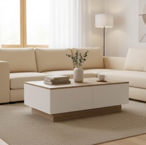 pak-230-000110 ΤΡΑΠΕΖΙ ΣΑΛΟΝΙΟΥ WINEY PAKOWORLD ΣΕ SONOMA-ΛΕΥΚΗ ΑΠΟΧΡΩΣΗ 90X60X31.5ΕΚ