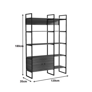 pak-230-000128-6 ΒΙΒΛΙΟΘΗΚΗ RHOMBO PAKOWORLD ΚΑΡΥΔΙ-ΜΑΥΡΟ 120X35X180ΕΚ