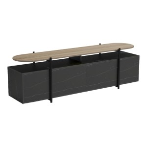 pak-230-000129-4 ΕΠΙΠΛΟ ΤΗΛΕΟΡΑΣΗΣ MEDOUSA PAKOWORLD SONOMA - ΜΑΥΡΗ ΟΨΗ ΜΑΡΜΑΡΟΥ 160X35.5X50ΕΚ