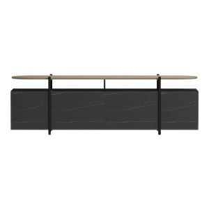 pak-230-000129-5 ΕΠΙΠΛΟ ΤΗΛΕΟΡΑΣΗΣ MEDOUSA PAKOWORLD SONOMA - ΜΑΥΡΗ ΟΨΗ ΜΑΡΜΑΡΟΥ 160X35.5X50ΕΚ