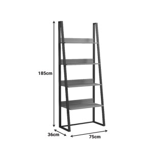 pak-230-000156-4 ΒΙΒΛΙΟΘΗΚΗ-ΡΑΦΙΕΡΑ ALFA PAKOWORLD SONOMA-ΜΑΥΡΟ ΜΕΤΑΛΛΟ 75X36X185ΕΚ