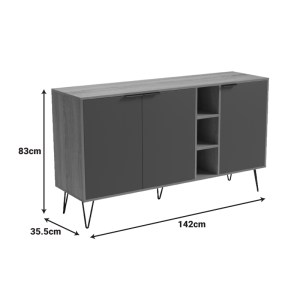 pak-230-000162-7 ΜΠΟΥΦΕΣ BALAIN PAKOWORLD SONOMA-ΑΝΘΡΑΚΙ 142X35.5X83ΕΚ