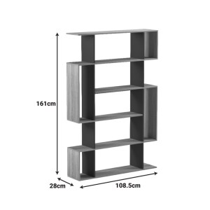 pak-230-000169-6 ΒΙΒΛΙΟΘΗΚΗ MITO PAKOWORLD SONOMA-ΑΝΘΡΑΚΙ 108.5X25X161ΕΚ