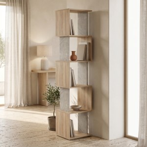 pak-230-000174 ΒΙΒΛΙΟΘΗΚΗ CUBIK PAKOWORLD SONOMA- ΓΚΡΙ ΜΠΕΖ ΟΨΗ ΜΑΡΜΑΡΟΥ 35X30X161ΕΚ