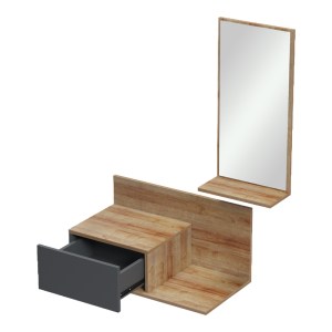 pak-230-000202-1 ΕΠΙΠΛΟ ΕΙΣΟΔΟΥ ΜΕ ΚΑΘΡΕΠΤΗ MIRANDA PAKOWORLD ΣΕ OAK-ΑΝΘΡΑΚΙ ΑΠΟΧΡΩΣΗ 60X30X89.5ΕΚ