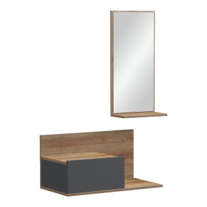 pak-230-000202-2 ΕΠΙΠΛΟ ΕΙΣΟΔΟΥ ΜΕ ΚΑΘΡΕΠΤΗ MIRANDA PAKOWORLD ΣΕ OAK-ΑΝΘΡΑΚΙ ΑΠΟΧΡΩΣΗ 60X30X89.5ΕΚ