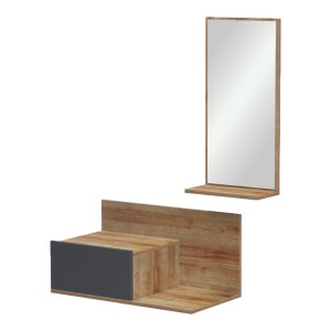 pak-230-000202-3 ΕΠΙΠΛΟ ΕΙΣΟΔΟΥ ΜΕ ΚΑΘΡΕΠΤΗ MIRANDA PAKOWORLD ΣΕ OAK-ΑΝΘΡΑΚΙ ΑΠΟΧΡΩΣΗ 60X30X89.5ΕΚ