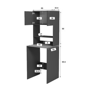 pak-230-000203-6 ΕΠΙΠΛΟ ΠΛΥΝΤΗΡΙΟΥ CHAXE PAKOWORLD ΑΝΘΡΑΚΙ-SONOMA 65X32.5X183.6ΕΚ