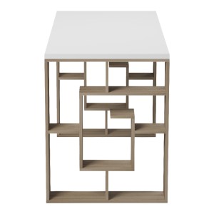 pak-230-000236-3 ΓΡΑΦΕΙΟ ΜΕ ΡΑΦΙΕΡΑ LABIRENT PAKOWORLD SONOMA-ΛΕΥΚΟ 140X60X75ΕΚ