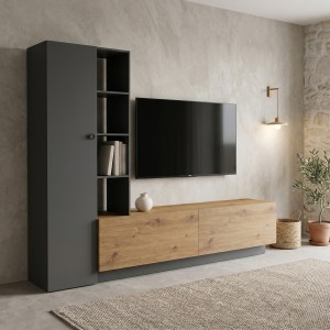 pak-230-000276 ΣΥΝΘΕΤΟ ΣΑΛΟΝΙΟΥ TILVEO PAKOWORLD OAK-ΑΝΘΡΑΚΙ 230X41.5X180ΕΚ