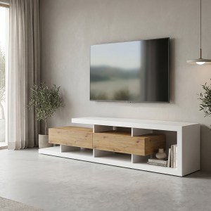 pak-230-000280 ΕΠΙΠΛΟ ΤΗΛΕΟΡΑΣΗΣ ARBERO PAKOWORLD ΛΕΥΚΟ-OAK 198X40X45ΕΚ