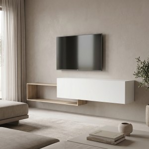 pak-230-000283 ΕΠΙΠΛΟ ΤΗΛΕΟΡΑΣΗΣ ΕΠΙΤΟΙΧΙΟ OLANDE PAKOWORLD SONOMA-ΛΕΥΚΟ 210X35X48ΕΚ