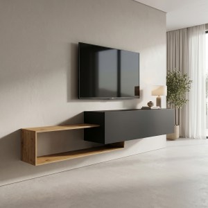pak-230-000284 ΕΠΙΠΛΟ ΤΗΛΕΟΡΑΣΗΣ ΕΠΙΤΟΙΧΙΟ OLANDE PAKOWORLD OAK-ΜΑΥΡΟ 210X35X48ΕΚ