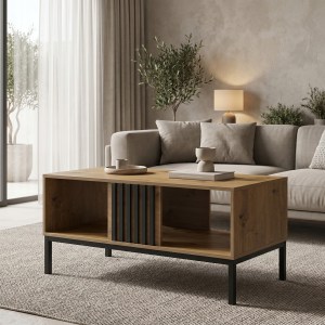 pak-230-000291 ΤΡΑΠΕΖΙ ΣΑΛΟΝΙΟΥ DELANKA PAKOWORLD OAK-ΜΑΥΡΟ 92X50X46ΕΚ
