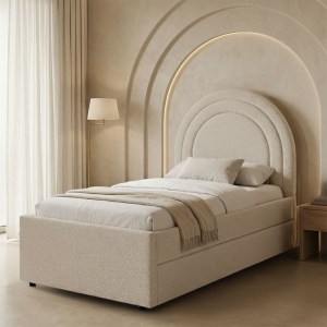 pak-234-000025 ΚΡΕΒΑΤΙ ARCUATE PAKOWORLD ΜΠΟΥΚΛΕ ΥΦΑΣΜΑ ΜΠΕΖ ΜΕ ΣΥΡΟΜΕΝΟ 90X200ΕΚ