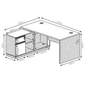 pak-246-000001-4 ΓΡΑΦΕΙΟ ΕΠΑΓΓΕΛΜΑΤΙΚΟ ΜΕ ΔΕΞΙΑ ΓΩΝΙΑ OSCAR PAKOWORLD ΚΑΡΥΔΙ-ΑΝΘΡΑΚΙ 160X140X76ΕΚ