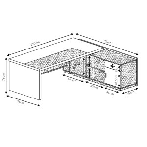 pak-246-000004-5 ΓΡΑΦΕΙΟ ΕΠΑΓΓΕΛΜΑΤΙΚΟ ΜΕ ΔΕΞΙΑ ΓΩΝΙΑ OSCAR PAKOWORLD ΚΑΡΥΔΙ-ΑΝΘΡΑΚΙ 220X180X76ΕΚ