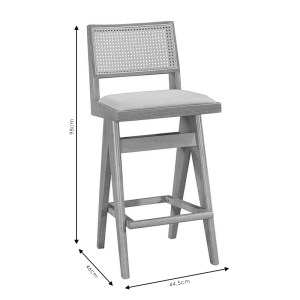 pak-247-000007-3 ΣΚΑΜΠΟ BAR WINSLOW PAKOWORLD ΞΥΛΟ RUBBERWOOD ΑΝΟΙΚΤΟ ΚΑΡΥΔΙ-PVC RATTAN ΦΥΣΙΚΟ-ΥΦΑΣΜΑ ΓΚΡΙ 44.5X46X98ΕΚ