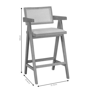 pak-247-000009-3 ΣΚΑΜΠΟ BAR WINSLOW PAKOWORLD ΞΥΛΟ RUBBERWOOD ΑΝΟΙΚΤΟ ΚΑΡΥΔΙ-PVC RATTAN ΦΥΣΙΚΟ-ΥΦΑΣΜΑ ΓΚΡΙ