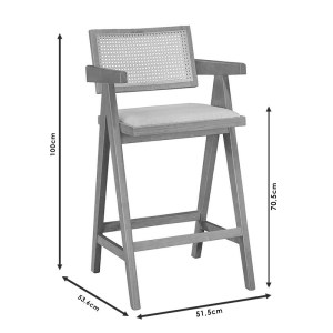pak-247-000009-4 ΣΚΑΜΠΟ BAR WINSLOW PAKOWORLD ΞΥΛΟ RUBBERWOOD ΑΝΟΙΚΤΟ ΚΑΡΥΔΙ-PVC RATTAN ΦΥΣΙΚΟ-ΥΦΑΣΜΑ ΓΚΡΙ