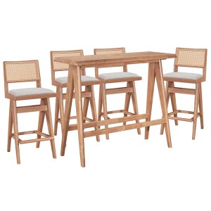 pak-247-000015 ΤΡΑΠΕΖΑΡΙΑ ΜΠΑΡ WINSLOW PAKOWORLD ΣΕΤ 5ΤΕΜ ΞΥΛΟ RUBBERWOOD ΑΝΟΙΧΤΟ ΚΑΡΥΔΙ 120X45X100ΕΚ