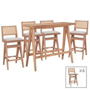 pak-247-000016 ΤΡΑΠΕΖΑΡΙΑ ΜΠΑΡ WINSLOW PAKOWORLD ΣΕΤ 7ΤΕΜ ΞΥΛΟ RUBBERWOOD ΑΝΟΙΧΤΟ ΚΑΡΥΔΙ 120X45X100ΕΚ