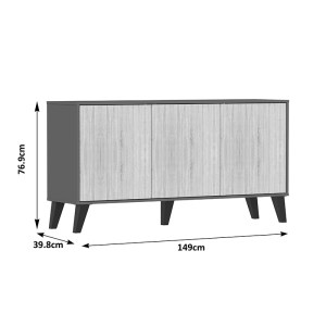 pak-248-000029-7 ΜΠΟΥΦΕΣ BILLIE PAKOWORLD ΑΝΘΡΑΚΙ-SONOMA 149X40X77ΕΚ
