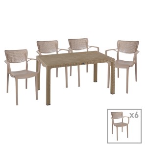 pak-253-000062 ΤΡΑΠΕΖΑΡΙΑ EXPLORE-FRONTLINE PAKOWORLD ΣΕΤ 7ΤΕΜ PP CAPPUCCINO 150X90X73,5ΕΚ.