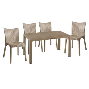 pak-253-000065 ΤΡΑΠΕΖΑΡΙΑ EXPLORE-CONFIDENT PAKOWORLD ΣΕΤ 5ΤΕΜ PP CAPPUCCINO 150X90X73,5ΕΚ.