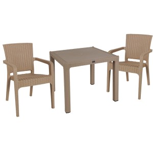 pak-253-000070 ΤΡΑΠΕΖΑΡΙΑ EXPLORE-HALCYON PAKOWORLD ΣΕΤ 3ΤΕΜ PP CAPPUCCINO 90X90X73,5ΕΚ