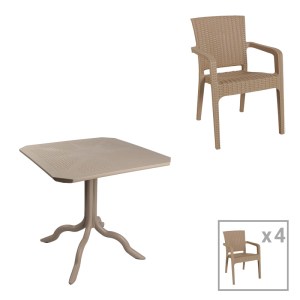 pak-253-000092 ΤΡΑΠΕΖΑΡΙΑ ICON-HALCYON PAKOWORLD ΣΕΤ 5ΤΕΜ PP ΣΕ CAPPUCCINO ΑΠΟΧΡΩΣΗ