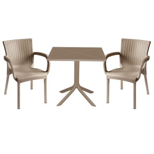 pak-253-000100 ΤΡΑΠΕΖΑΡΙΑ ΚΗΠΟΥ GROOVY-FESTIVE PAKOWORLD ΣΕΤ 3ΤΕΜ PP CAPPUCCINO 80X80X74,5ΕΚ.