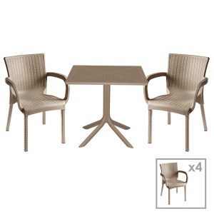 pak-253-000101 ΤΡΑΠΕΖΑΡΙΑ ΚΗΠΟΥ GROOVY-FESTIVE PAKOWORLD ΣΕΤ 5ΤΕΜ PP CAPPUCCINO 80X80X74,5ΕΚ.