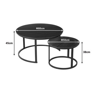 pak-271-000043-2 ΤΡΑΠΕΖΙΑ ΣΑΛΟΝΙΟΥ SOLME I PAKOWORLD 2ΤΕΜ ΣΕ ΜΑΥΡΟ ΜΑΡΜΑΡΟΥ ΑΠΟΧΡΩΣΗ ΜΕ ΜΑΥΡΑ ΜΕΤΑΛΛΙΚΑ ΠΟΔΙΑ