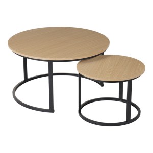 pak-271-000046-1 ΤΡΑΠΕΖΙΑ ΣΑΛΟΝΙΟΥ SOLME I PAKOWORLD 2ΤΕΜ ΣΕ OAK ΑΠΟΧΡΩΣΗ ΜΕ ΜΑΥΡΑ ΜΕΤΑΛΛΙΚΑ ΠΟΔΙΑ