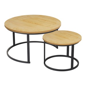 pak-271-000049-1 ΤΡΑΠΕΖΙ ΣΑΛΟΝΙΟΥ SOLME I PAKOWORLD 2ΤΕΜ ΣΕ ΦΥΣΙΚΗ ΑΠΟΧΡΩΣΗ- ΜΑΥΡΑ ΜΕΤΑΛΛΙΚΑ ΠΟΔΙΑ